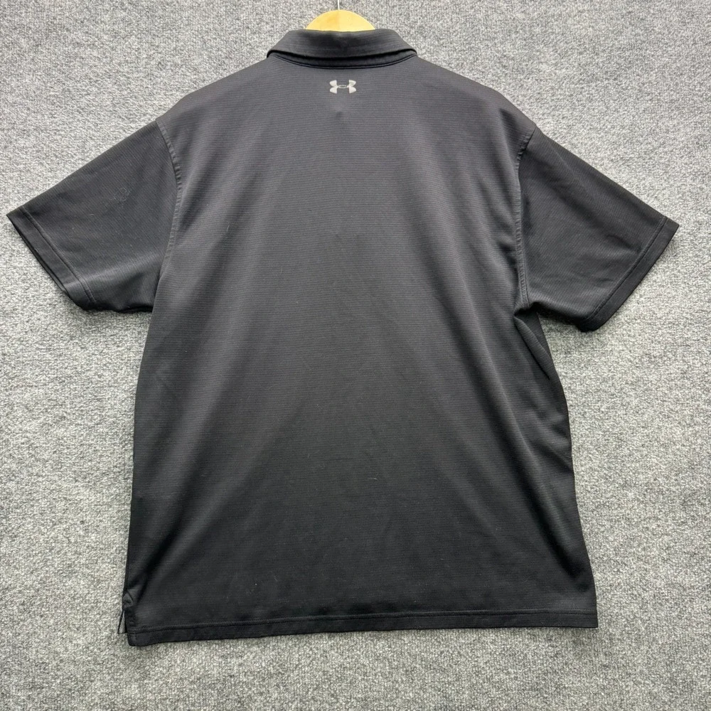 Under Armour HeatGear Polo Shirt Men XL Black Short Sleeve Moisture Wicking Golf